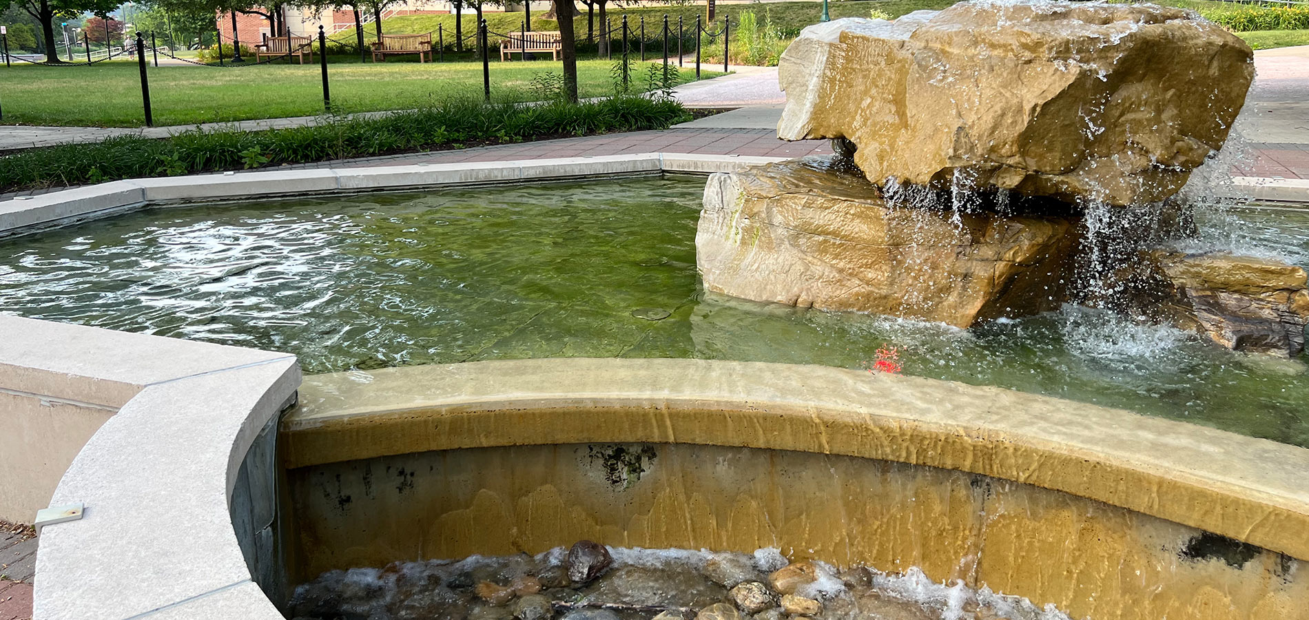 At the other end of the open area by the Waterfall is another charming water feature.