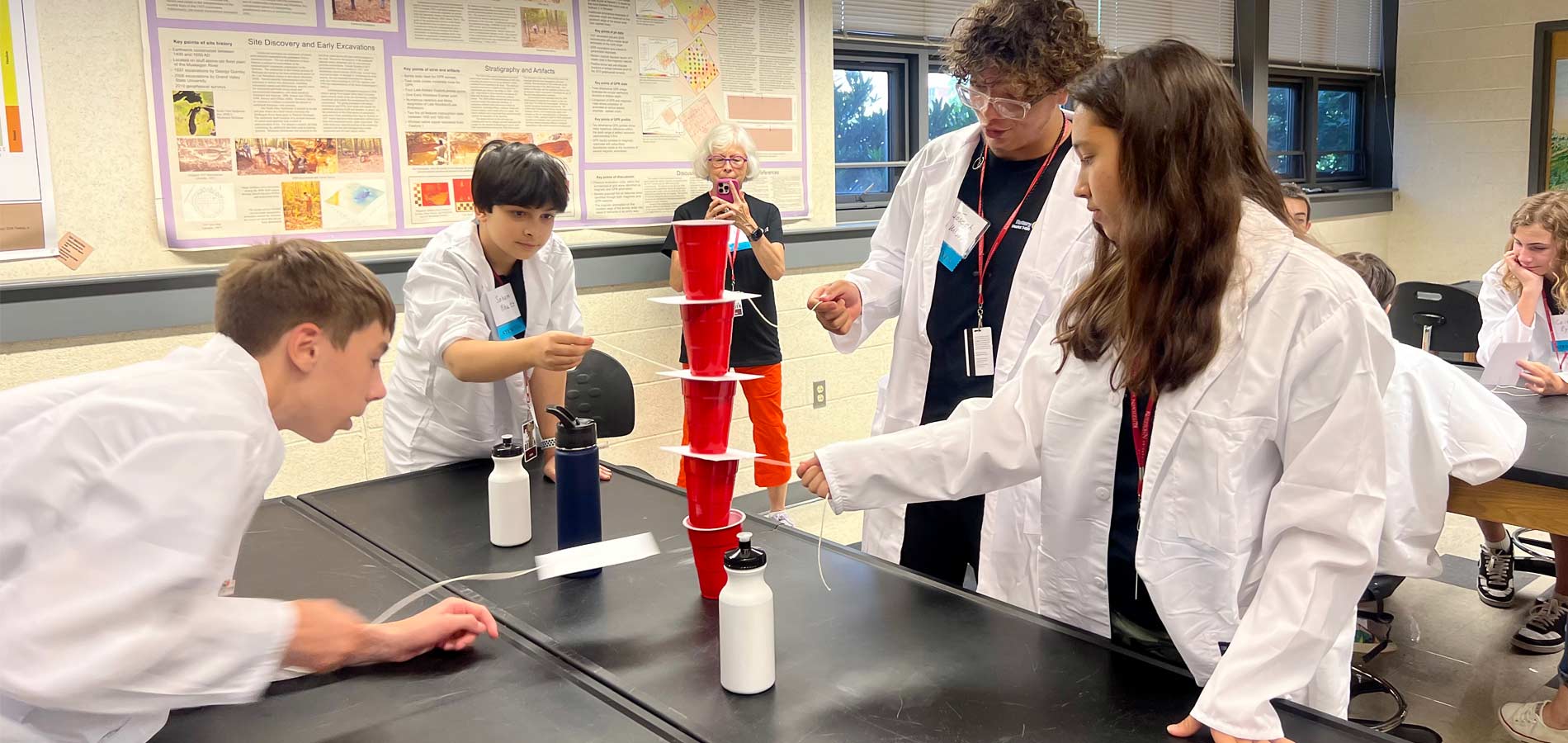 A good example of collaborative problem solving, this lesson required teamwork to get the cups to collapse neatly into each other
