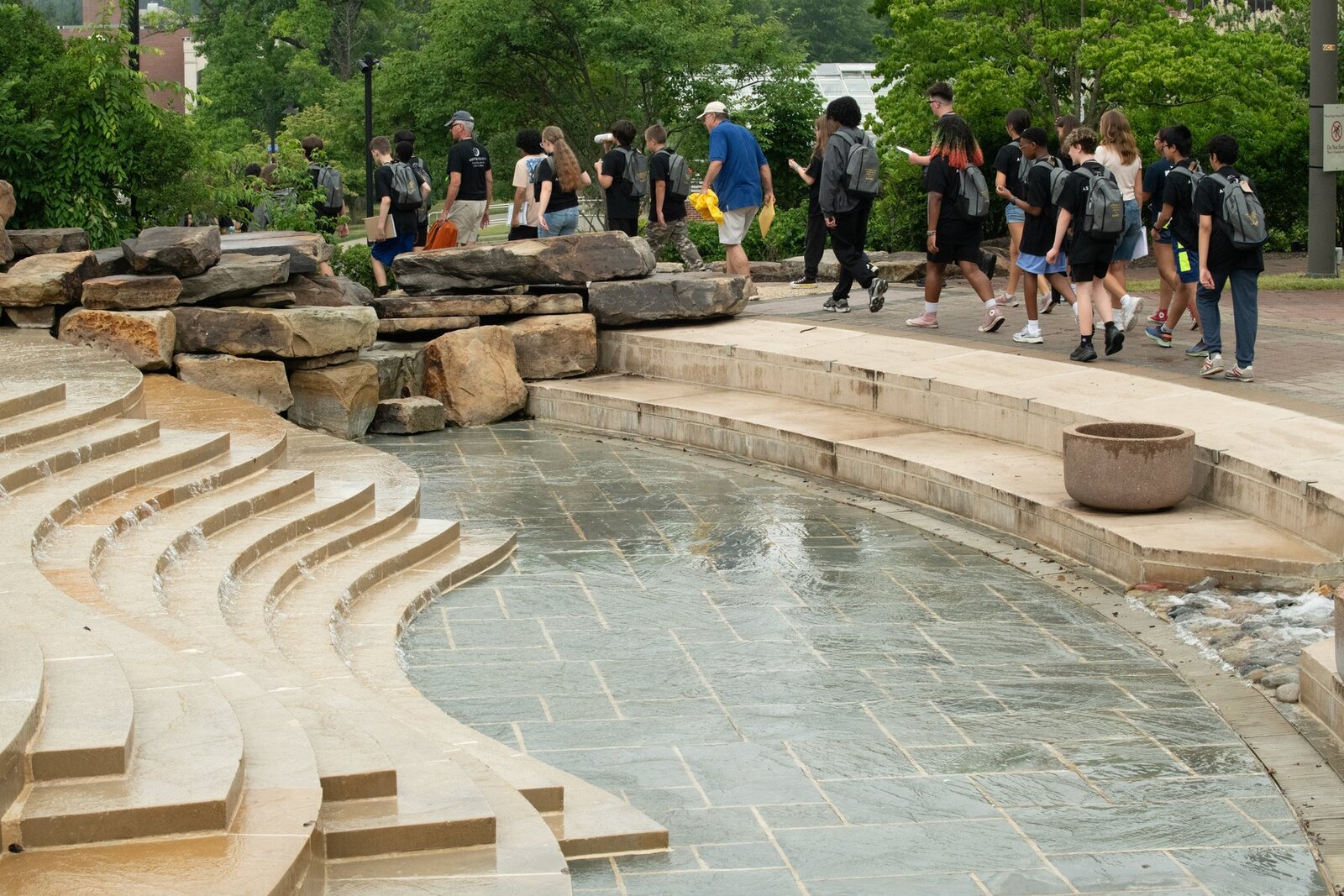 Students cross the Kutztown University campus between sessions