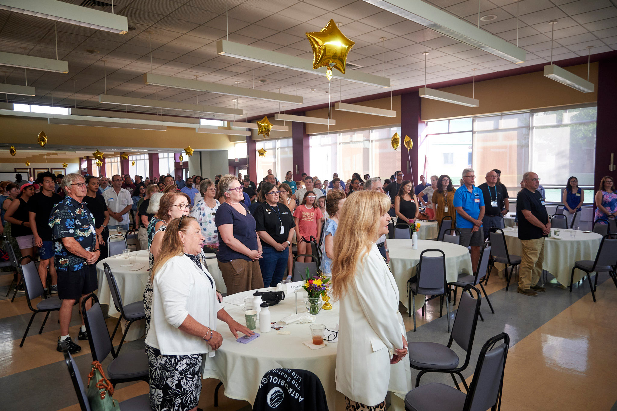Celebration dinner with students, parents, and volunteers